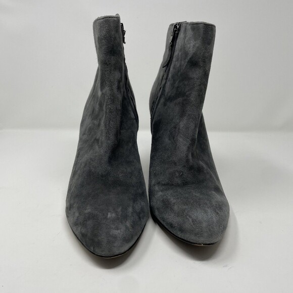 Sam Edelman Wilson Gray Suede Leather Zip High Wedge Heel Ankle Boots Size 9.5 M - Picture 4 of 9